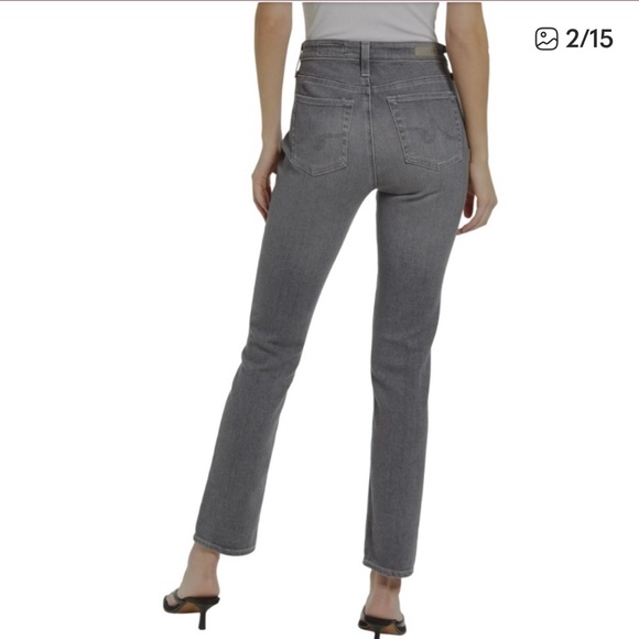 AG Adriano Goldschmied Women's Charcoal Straight Leg Jeans - Picture 2 of 2
